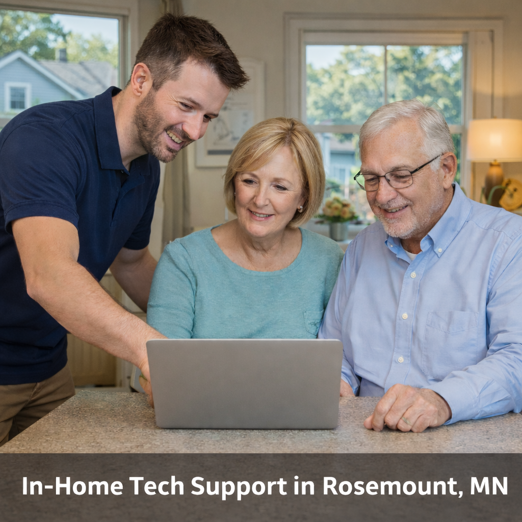 Computer repair and in-home technology support for a homeowner in Rosemount Minnesota