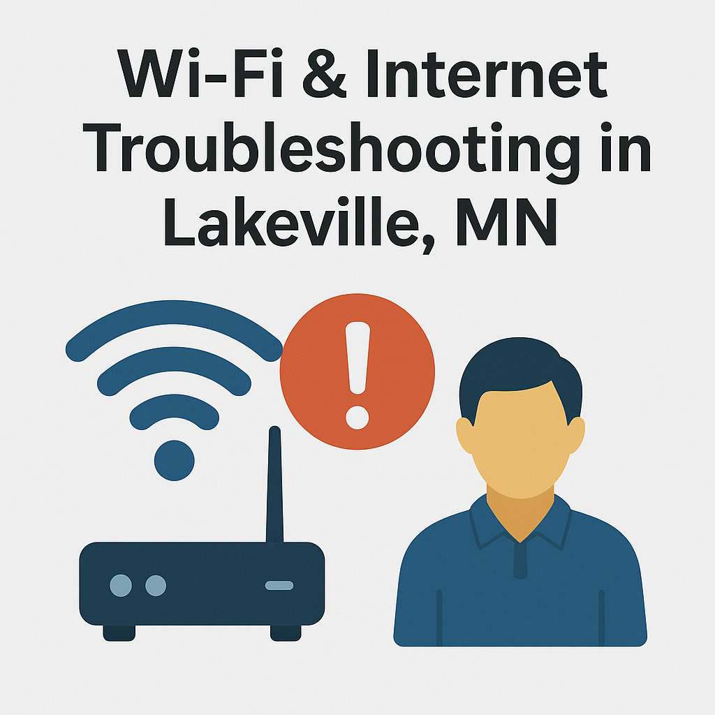 WiFi internet troubleshooting in Lakeville MN for slow internet, dropped connections, router setup, and home networking